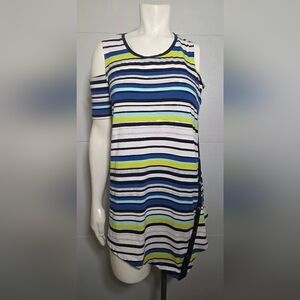 Rafaella Weekend Cold Shoulder Top Womens L /G Chest  Asymmetrical Hem